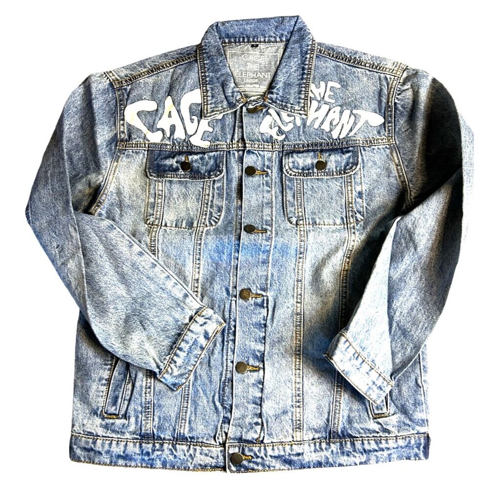 Cage The Elephant Denim Jacket Blue Graphic Art Size Large - Picture 5 of 10